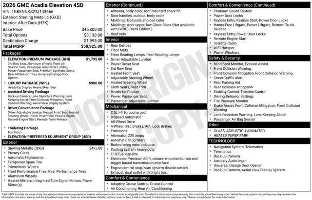 2026 GMC Acadia Elevation