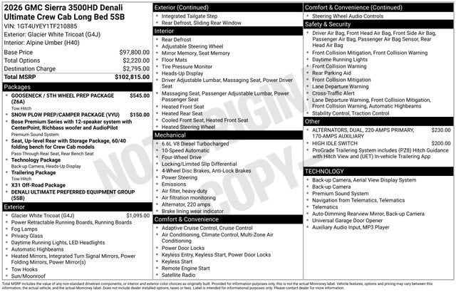 2026 GMC Sierra 3500 HD Denali Ultimate