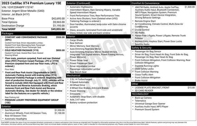 2023 Cadillac XT4 Premium Luxury