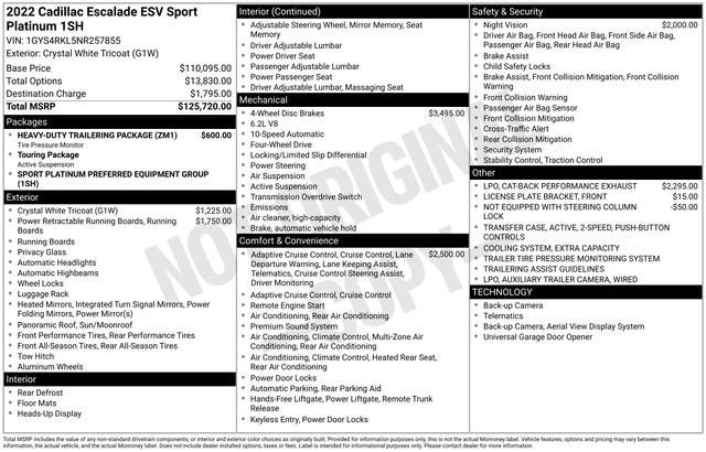 2022 Cadillac Escalade ESV Sport Platinum