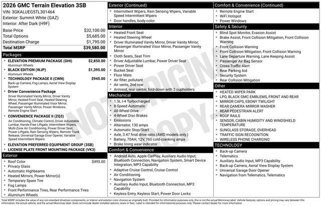 2026 GMC Terrain Elevation