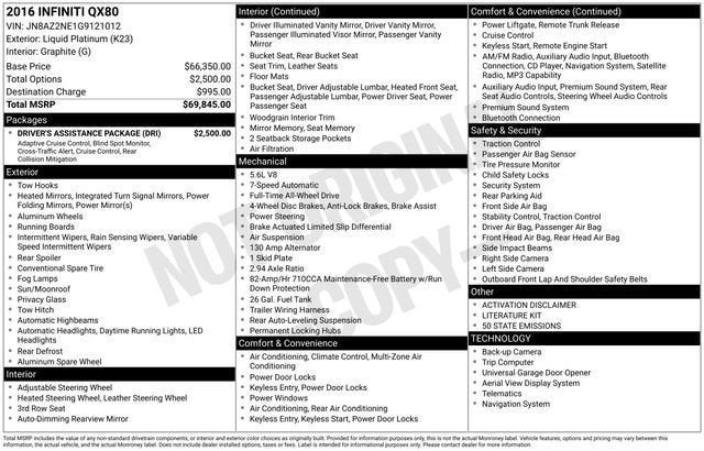 2016 INFINITI QX80 NA