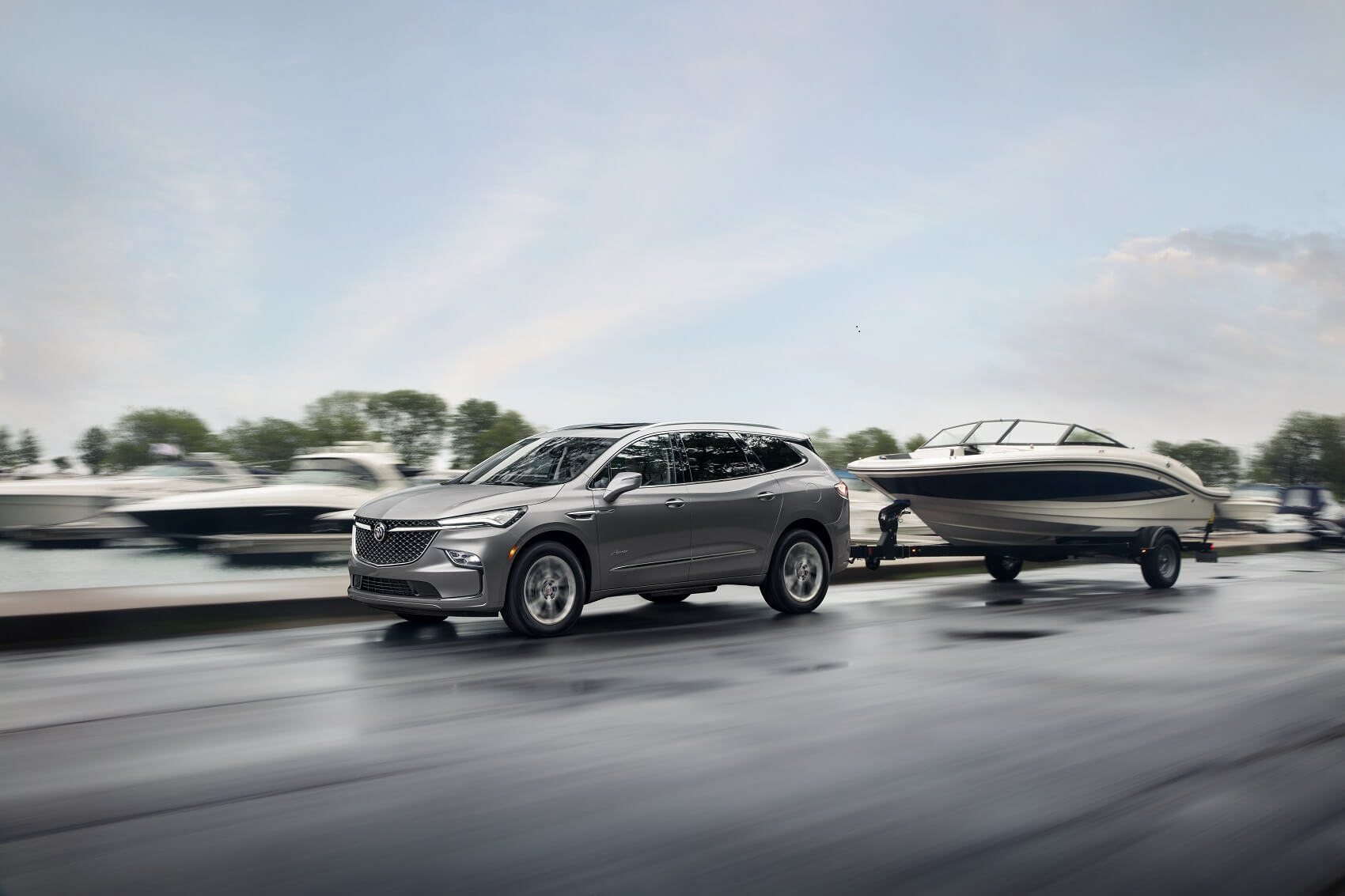 Buick Enclave towing a boat